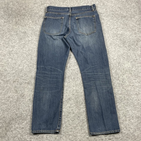 Gap Jeans Mens 31x30 Blue Medium Wash‎ Straight Fit 5 Pocket Whiskered Denim - Picture 11 of 12